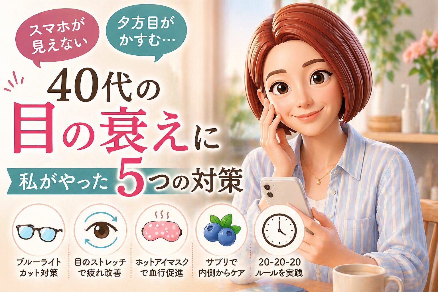 40代の目の衰え対策のブログ記事のアイキャッチ画像