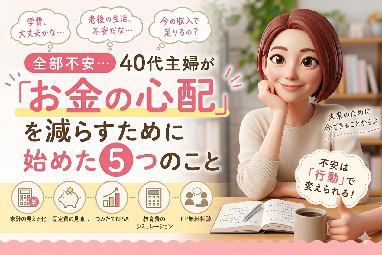 老後資金、子供の教育資金。40代のお金の不安を考えるブログ記事のアイキャッチ画像