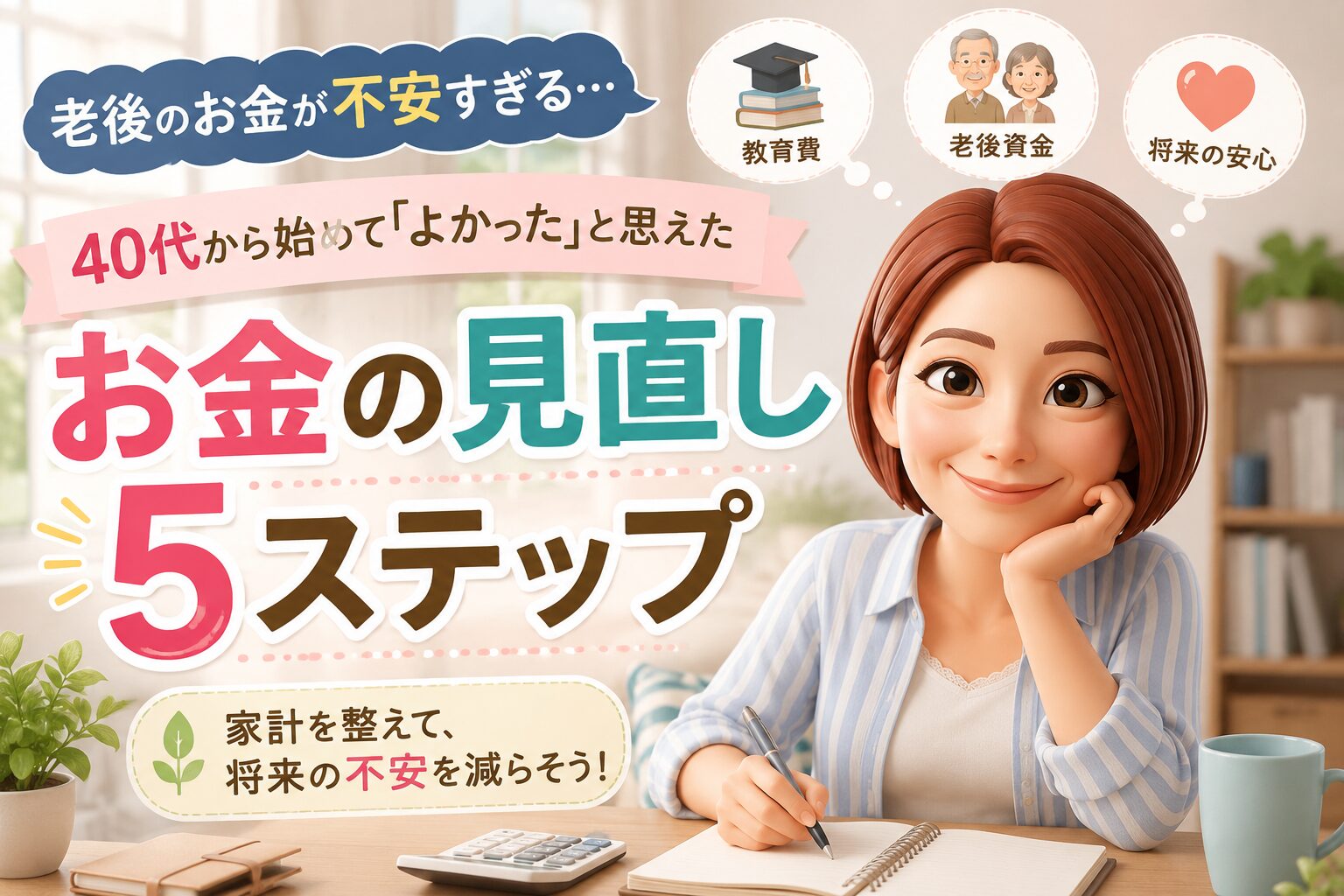 40代のお金の見直しについて書いたブログ記事のアイキャッチ画像