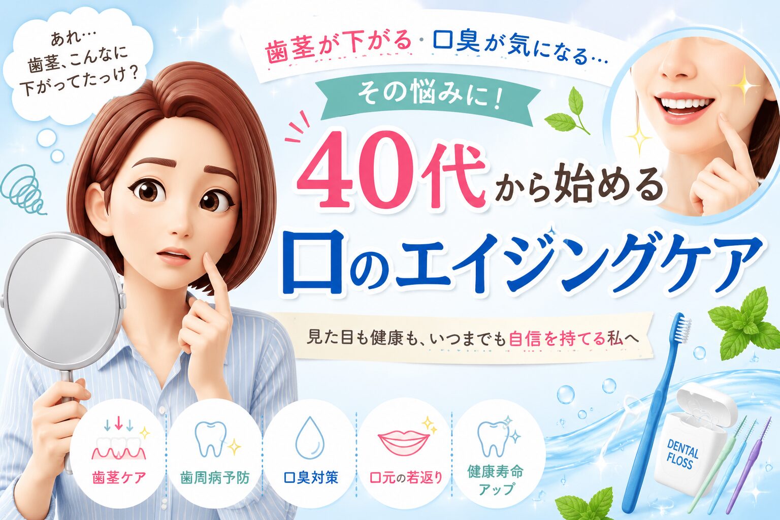 40代から始める口のエイジングケアについて書いたブログ記事のアイキャッチが像