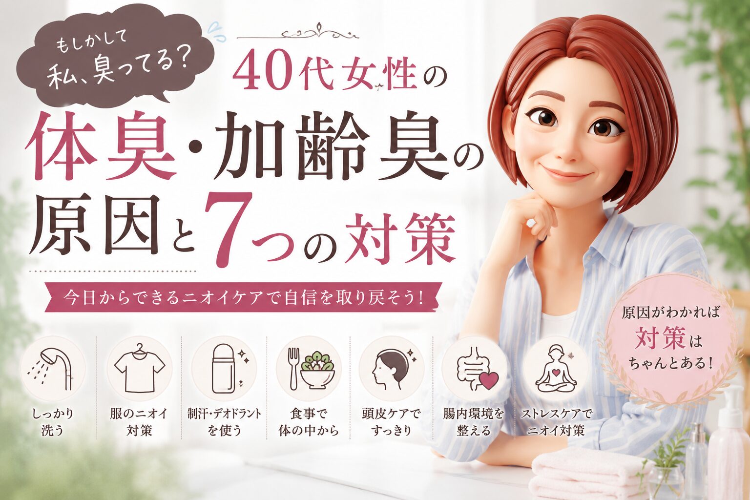 40代の体臭・加齢臭の原因と７つの対策について書いたブログ記事のアイキャッチ画像