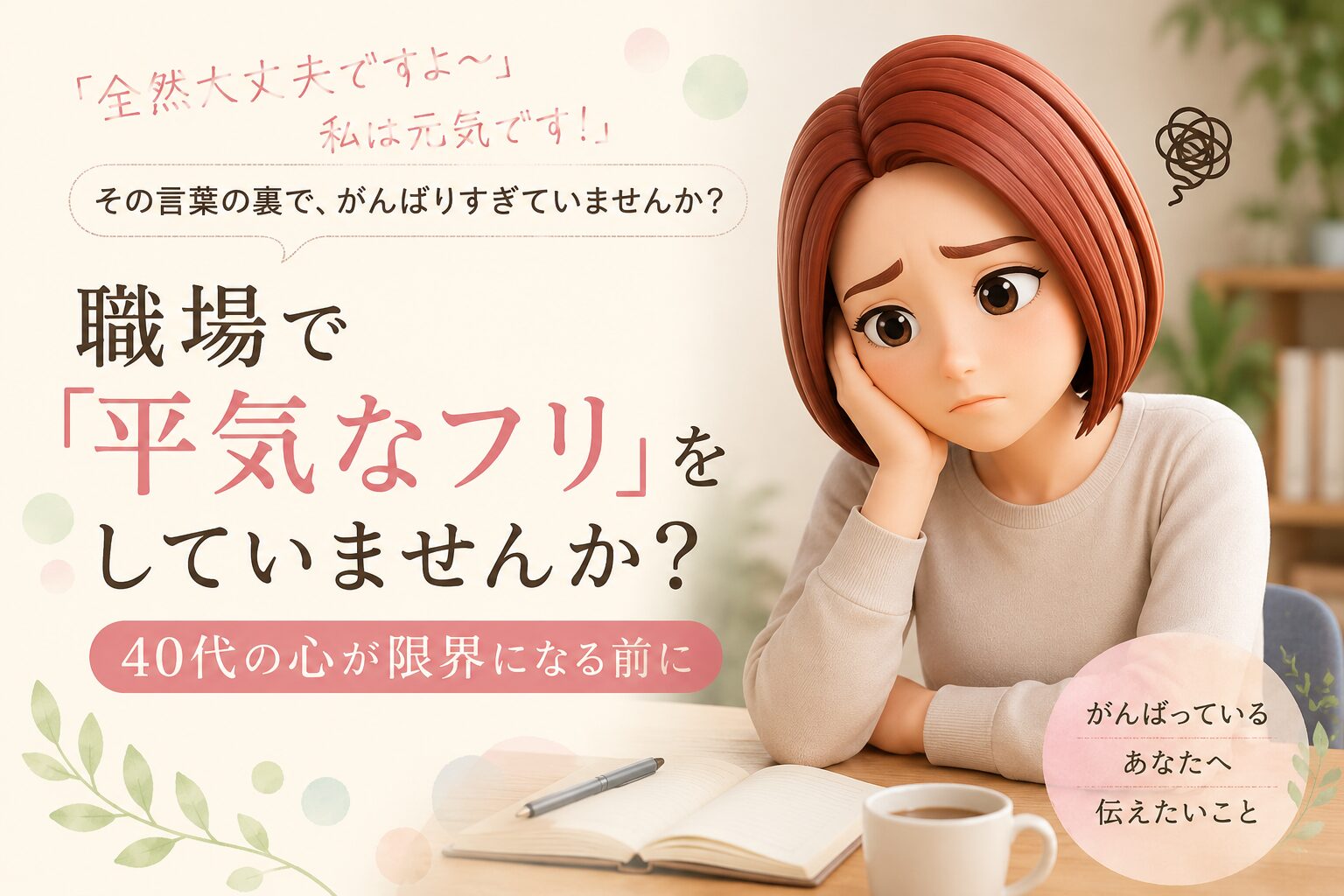 職場で無理をしていませんか？４０代、心が限界になる前の改善方法について書いたブログ記事のアイキャッチ画像
